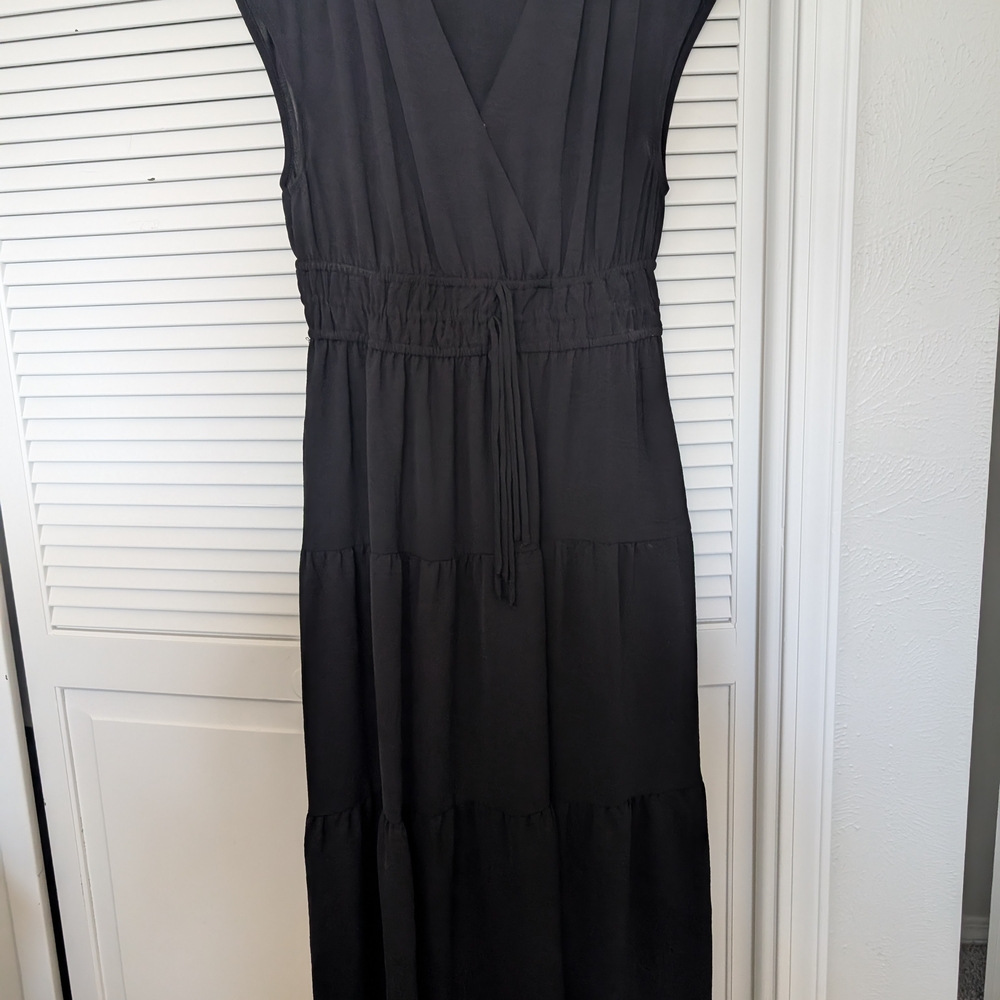 Tahari Black Maxi Dress with Tie Waist